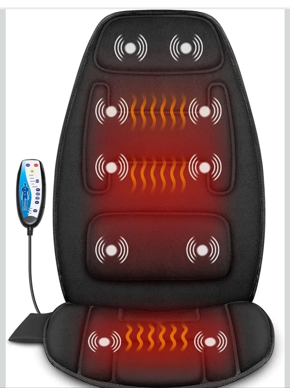 NWT Snailax Vibration Back Massager with Heat, Massage Chair Pad,Black
